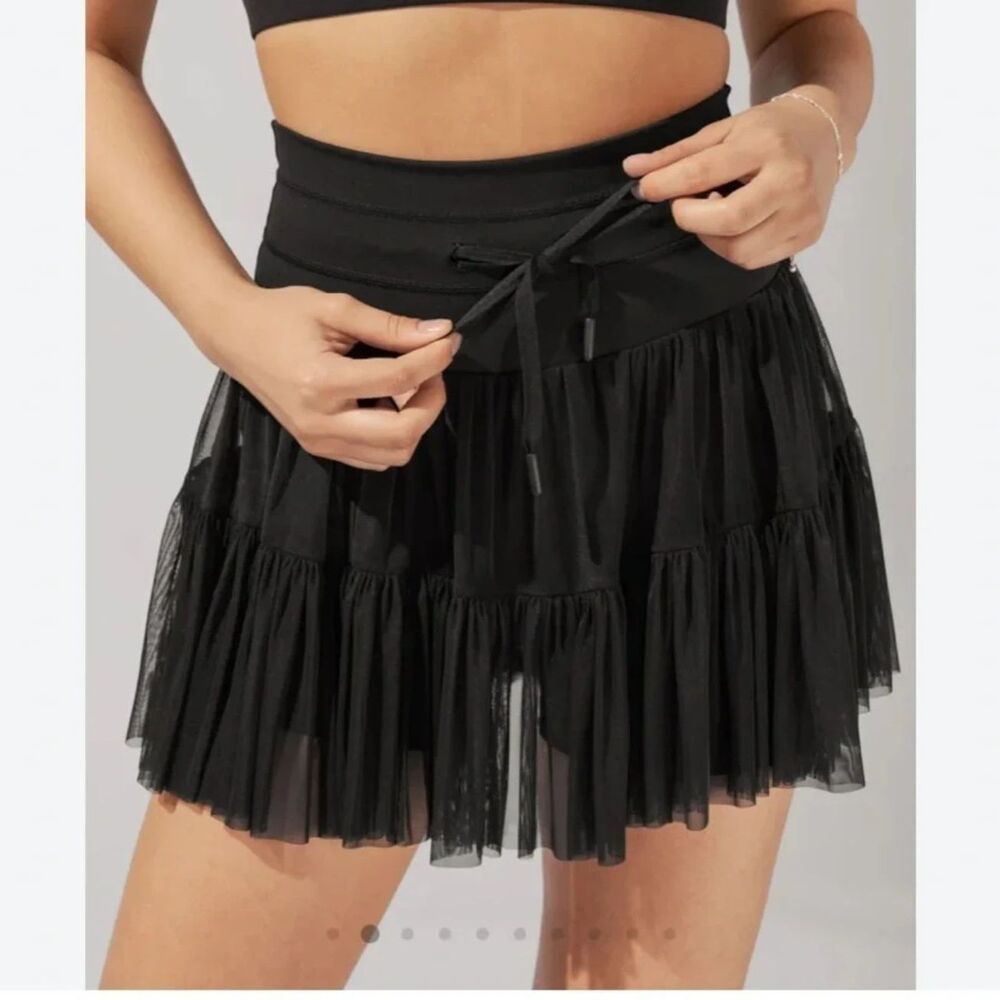 POP FLEX Popflex PIROUETTE BLACK SKORT size xs extra sassy athletic tennis EUC